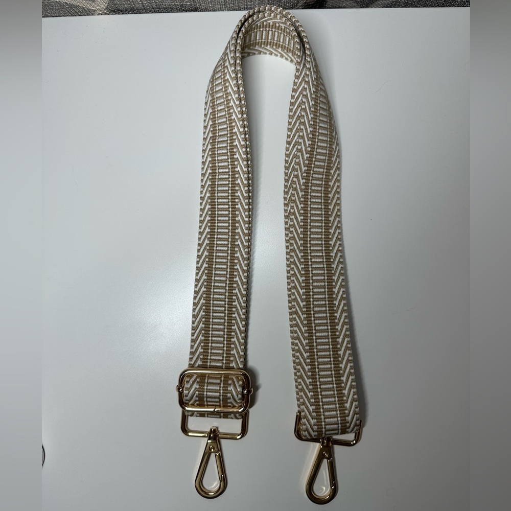 KHAKI TRIBAL PRINT GUITAR STRAP FOR CROSSBODY HANDBAG WEAR